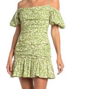 ASTR Green Taupe Ditsy Dress